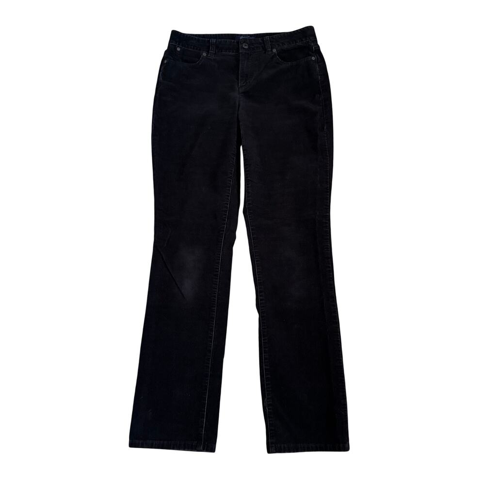 Talbots Pants Womens Size 8 Black Corduroy Classic Minimalist READ